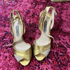 Gold Prada heels